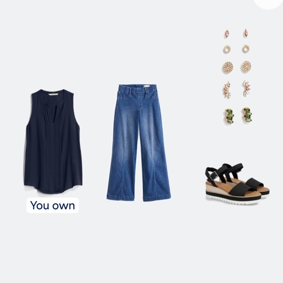 41‎ Hawthorn | Breyson Pleat Detail Split Neck Blouse | Navy | Petite Large - Picture 11 of 12